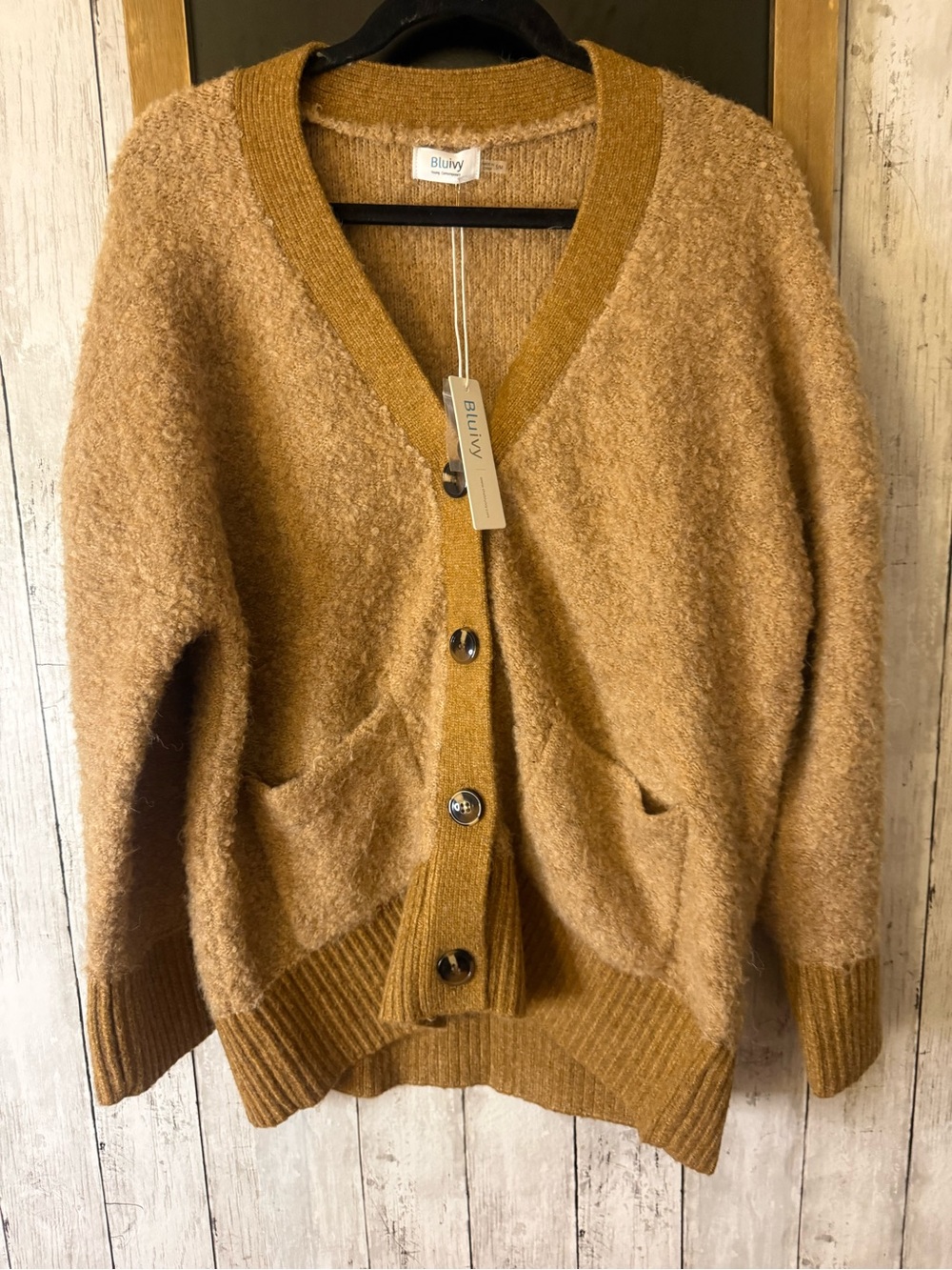NWT Blu Ivy V Neck Oversized Wool Blend Cardigan S/M